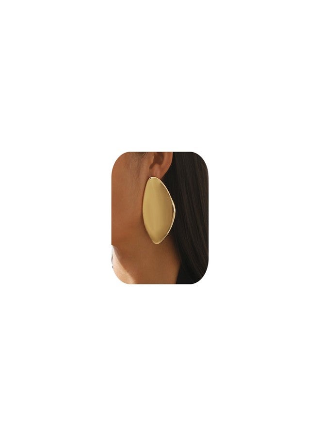 Frodete Gold Statement Earrings for Women Large Gold Chunky Earrings Irregular Geometric Drop Dangle Oval Round Pebble Shape Fashion Jewelry - Image 1