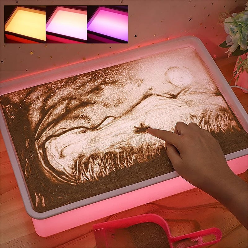 Odoorgames Sand Painting Light Box Sensory Light Table for Kids 3 Color Temperature 10 Levels Adjustable Brightness 16 Pink - Image 2