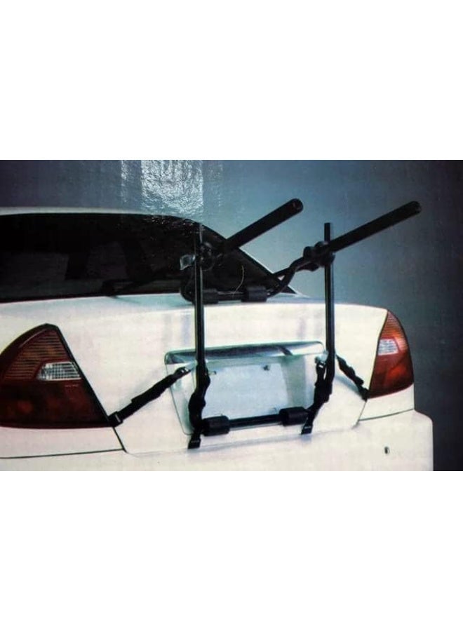 Foldable car bike rack for carrying two bikes with strap fasteners and car protection pads - Image 5