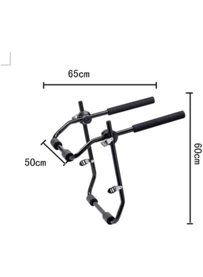 Foldable car bike rack for carrying two bikes with strap fasteners and car protection pads - Image 2