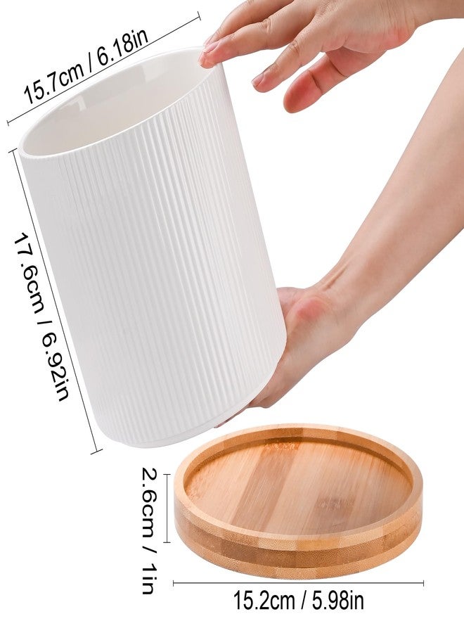 QUELIEN 360° Rotating Kitchen Utensil Holder for Countertop, Large Ceramic Utensil Crock Organizer with Non-Scratch Cork Base, Farmhouse White Cookware Storage Jar, Ideal Housewarming Gift - Image 4