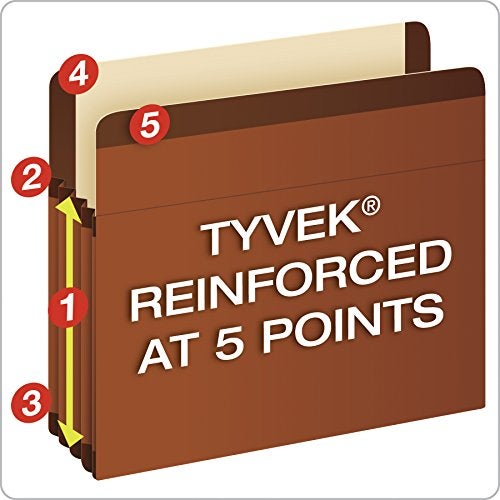 Pendaflex Premium Reinforced File Pockets, Letter Size, Brown, 3.5" Expansion, 10/BX (85343) - Image 3