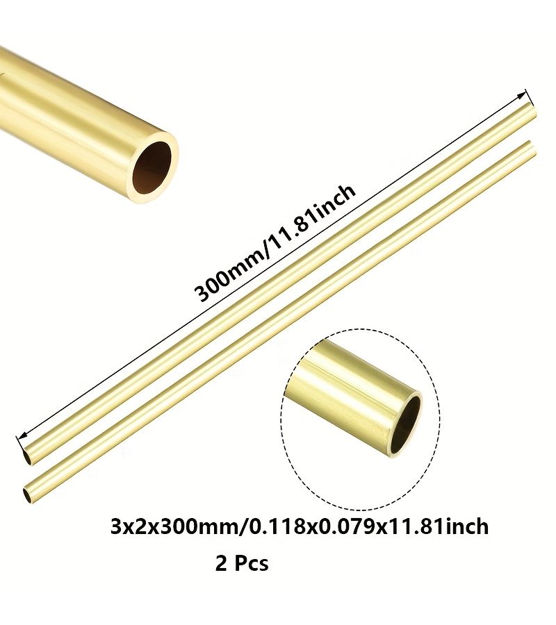 أنبوبان نحاسيان غير ملحومين دائريين قطر 4 × 2 مم وطول 300 مم - Image 1