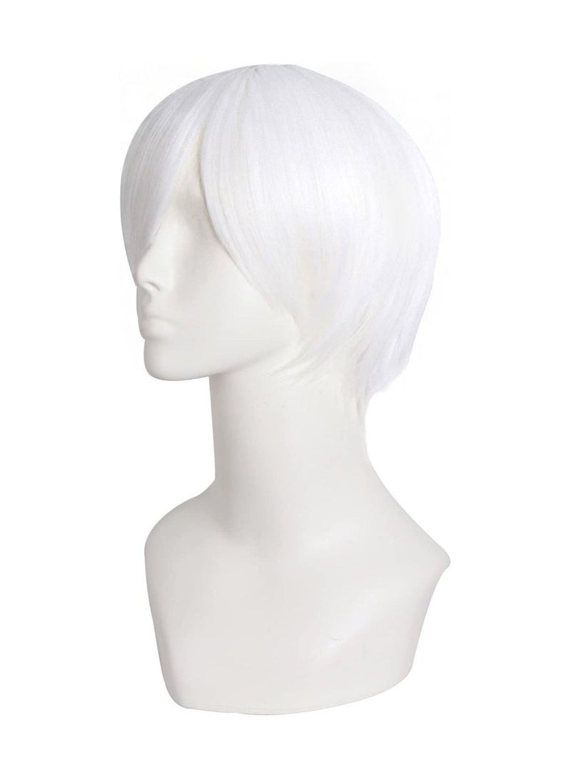 إستيل شعر مستعار تأثيري قصير مستقيم للرجال شعر مستعار أبيض - Image 3