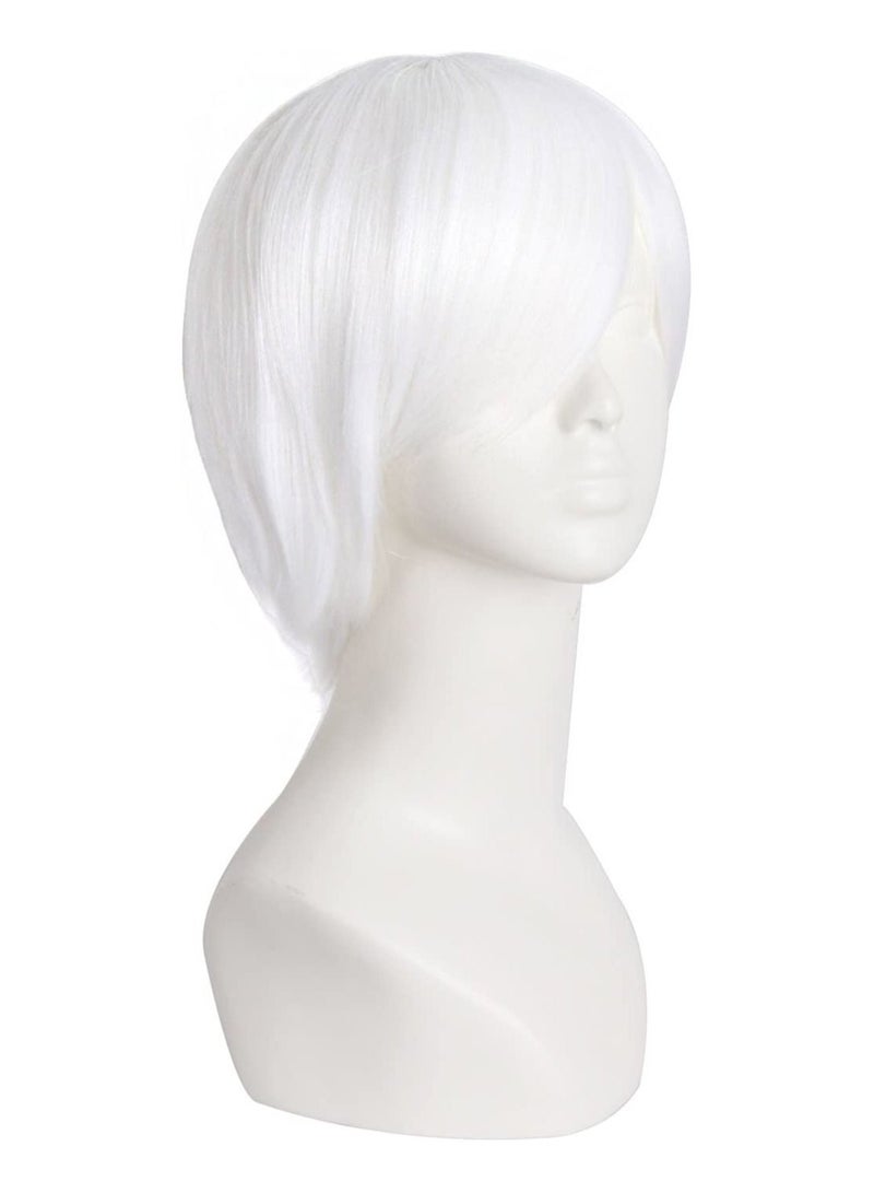 إستيل شعر مستعار تأثيري قصير مستقيم للرجال شعر مستعار أبيض - Image 2