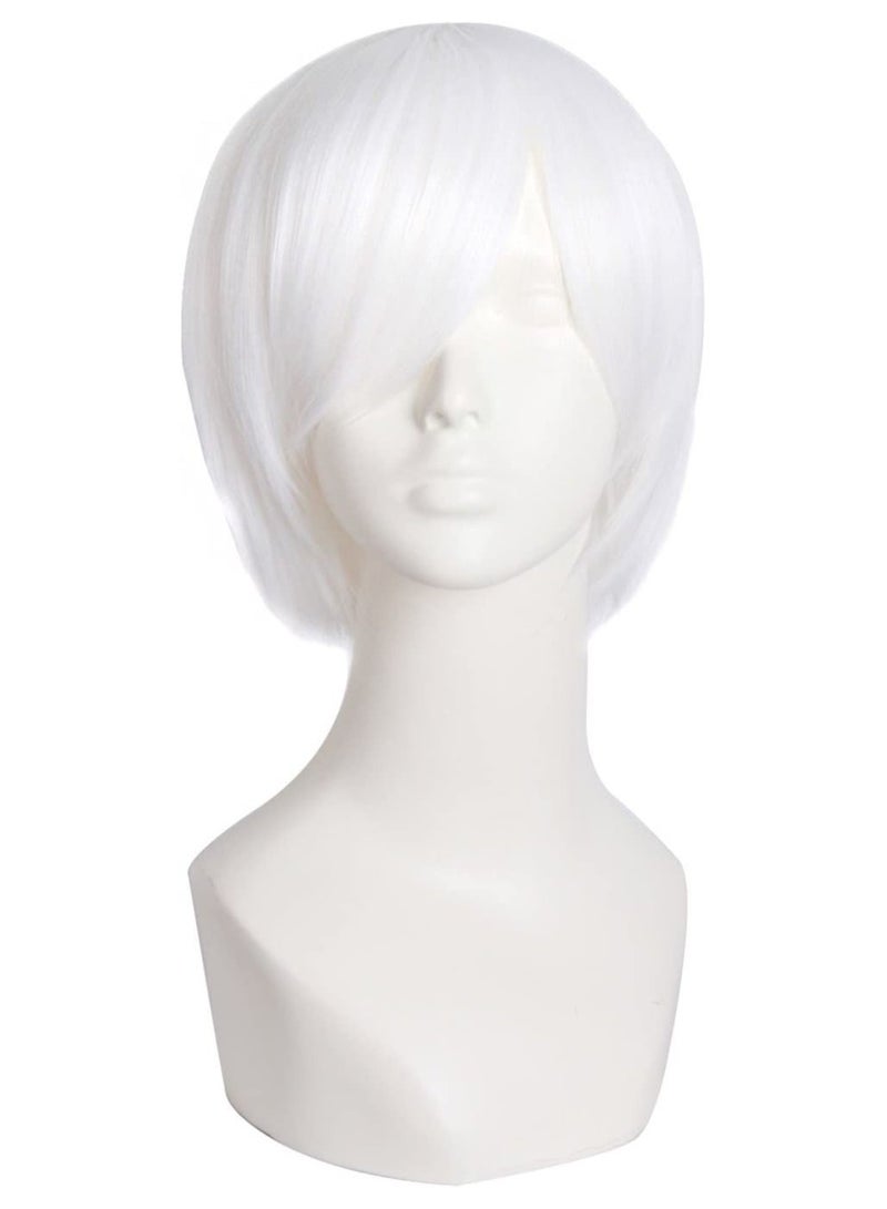 إستيل شعر مستعار تأثيري قصير مستقيم للرجال شعر مستعار أبيض - Image 1