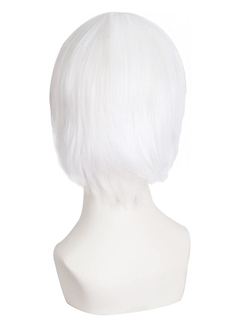 إستيل شعر مستعار تأثيري قصير مستقيم للرجال شعر مستعار أبيض - Image 4