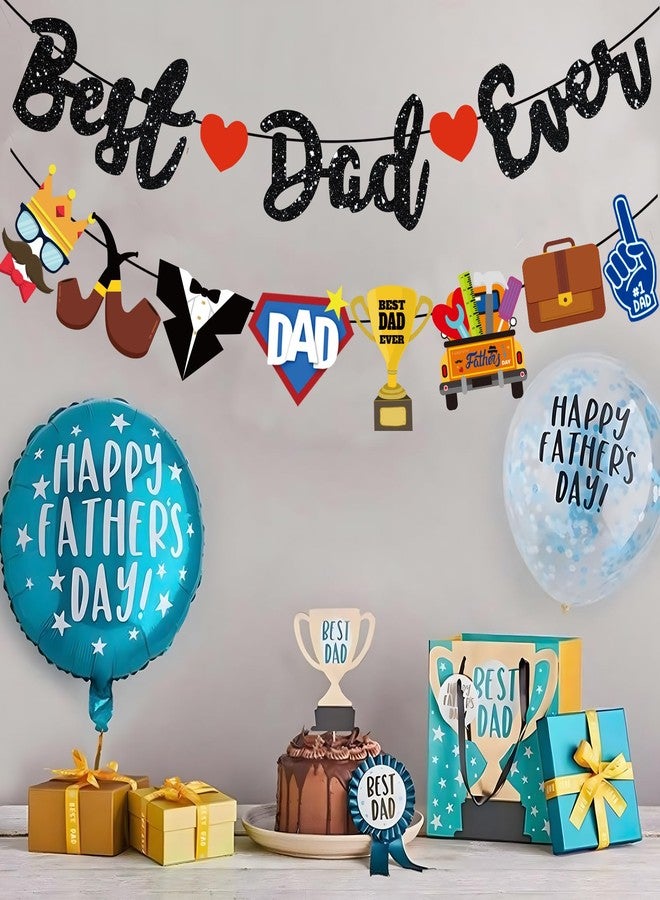 Pchdkj Best Dad Ever Banner Pre Assembled Glitter Fathers Day Decorations Happy Fathers Day Banner Garlands Decor Happy Birthday Dad Decorations Día Del Padre Decoración - Image 4