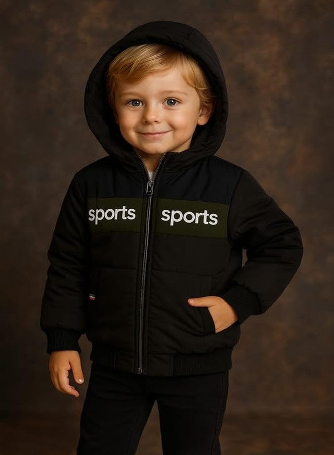 Krystle Boys Woolen Hooded Winter Jacket - Soft, Warm & Comfortable Outerwear (Black,2-3 Years) - Image 4