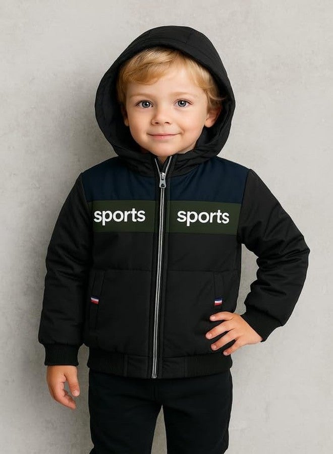 Krystle Boys Woolen Hooded Winter Jacket - Soft, Warm & Comfortable Outerwear (Black,2-3 Years) - Image 3