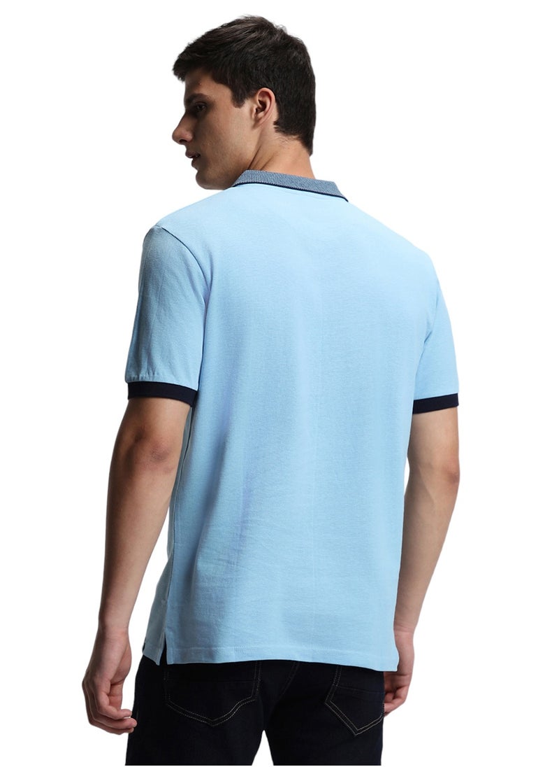 Dennis Lingo Light Blue Half-Sleeves T-Shirt for Men, Slim Fit  - Image 3