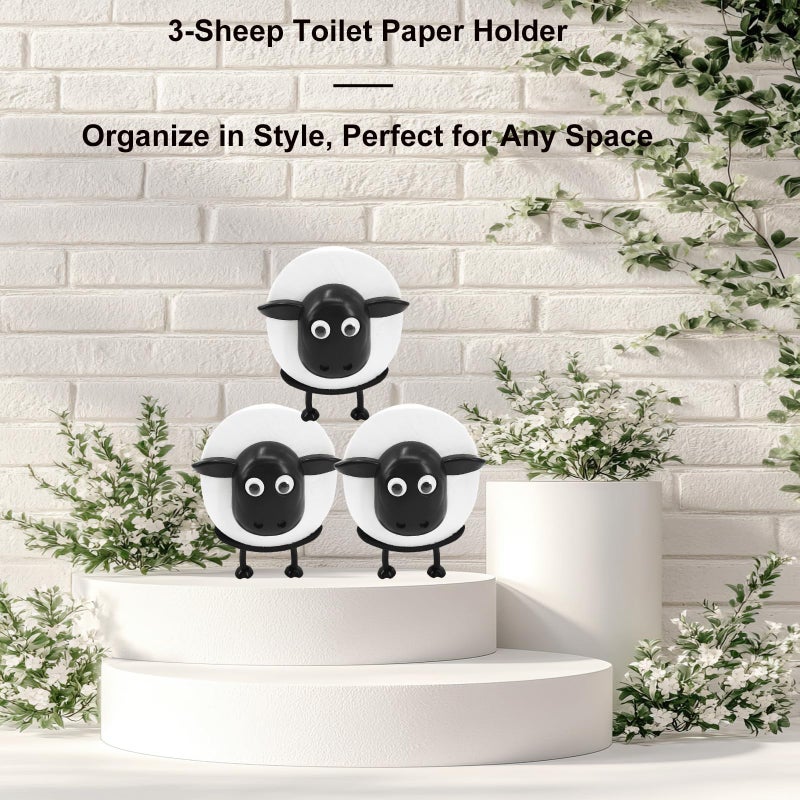BOALORD 3-Pack Sheep Toilet Paper Roll Holder Set, OPP Packaging - Cute Bathroom Organizer with Adorable Design - Image 3