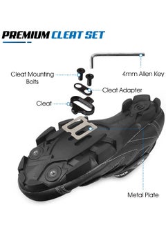 SYOSI Mountain Bike Pedal Cleats, SHIMANO SPD Compatible, Pair of Black Bicycle Cleats with Metal Plates, Foot Cleats Cleats for Indoor Cycling and Outdoor Road Cycling Shoes