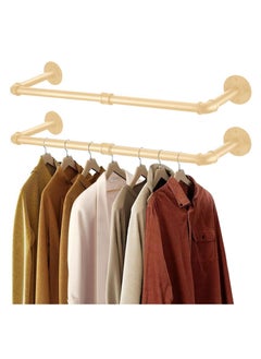 XiuWoo 2 Pack Industrial Pipe Wall Mounting Clothes Rack, Removable Retro Metal Clothes Rail, Heavy Duty Clothes Rail, Bathroom Towel Holder, Hanging Clothes Rods for Bathroom, Bedroom  - Image 1