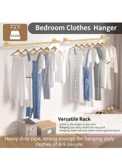 XiuWoo 2 Pack Industrial Pipe Wall Mounting Clothes Rack, Removable Retro Metal Clothes Rail, Heavy Duty Clothes Rail, Bathroom Towel Holder, Hanging Clothes Rods for Bathroom, Bedroom  - Image 2