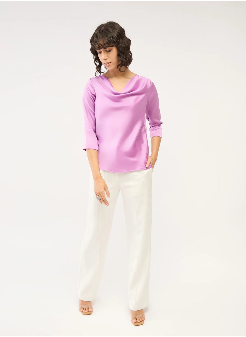 Salt Attire Women's Cowl Neckline Top with 3/4th Length Sleeves & Straight Silhouette | Elegant, Comfortable Design for Effortless Style  - Image 4