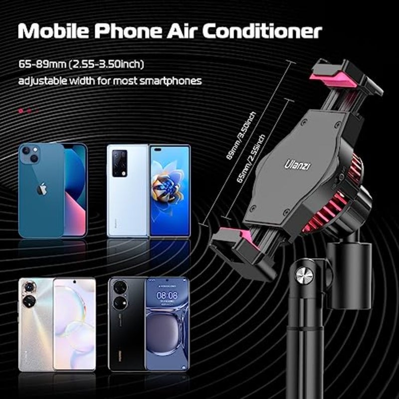 SK-06 Cell Phone Stand with Phone Cooler, Desktop Phone Live Streaming Solution with Phone Cooling Fan, Height Adjustable Phone Cooler Stand Compatible with All Mobile Phones, iPhone and Android - Image 4