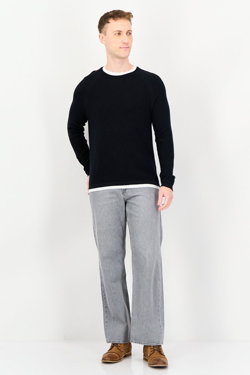 Celio Men Crew Neck Long Sleeves Textured Sweaters, Black - Image 4