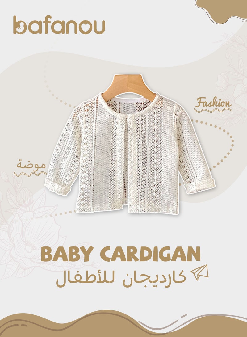 Bafanou Bafanou Baby Girls Solid Cardigan Summer Sun Protection 0-3Y Infant Hollow Clothes  - Image 1