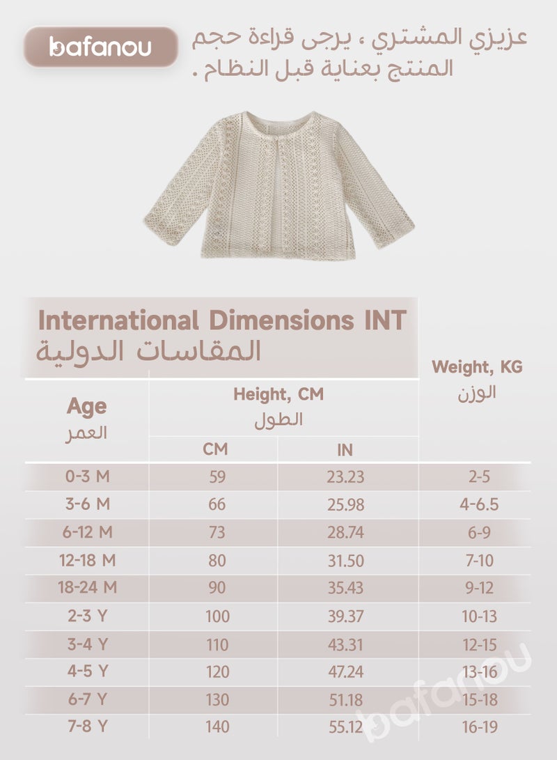Bafanou Bafanou Baby Girls Solid Cardigan Summer Sun Protection 0-3Y Infant Hollow Clothes  - Image 3
