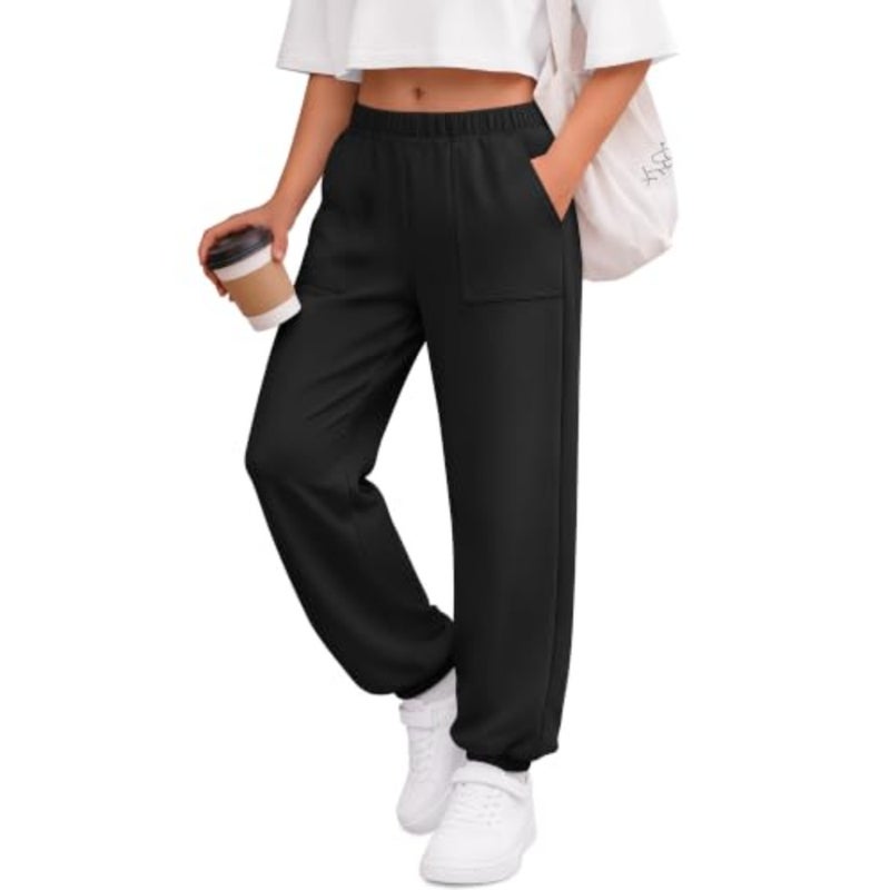 Halfchet Girl's Jogger Lightweight Sweatpants Elastic Waist Athletic Pants with Pockets Loose Fit Casual Activewear 5-14Y - Image 1
