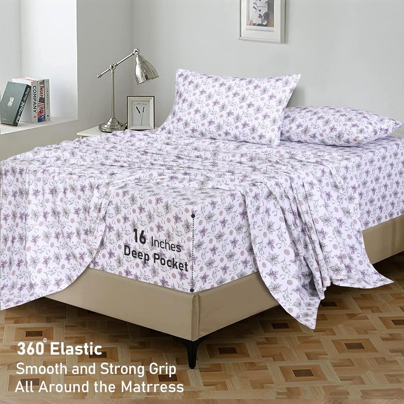 RUVANTI Flannel Sheets Queen Size - GOTS Certified 100% Organic Cotton, 4 Piece Warm, Soft & Breathable Set, Deep Pocket Snug Fit, Double Brushed Cozy All Season Bedding, Fir Affection - Image 5