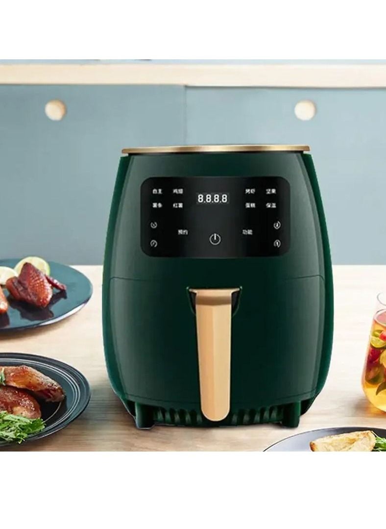 SILVER CREST Air Fryer Intellect Screen Contact Control Air Fryer Multi functional Oil-Free Healthy Air Fryer Intelligent Timing Temperature Resistant Air Fryer Electric Green  - Image 1