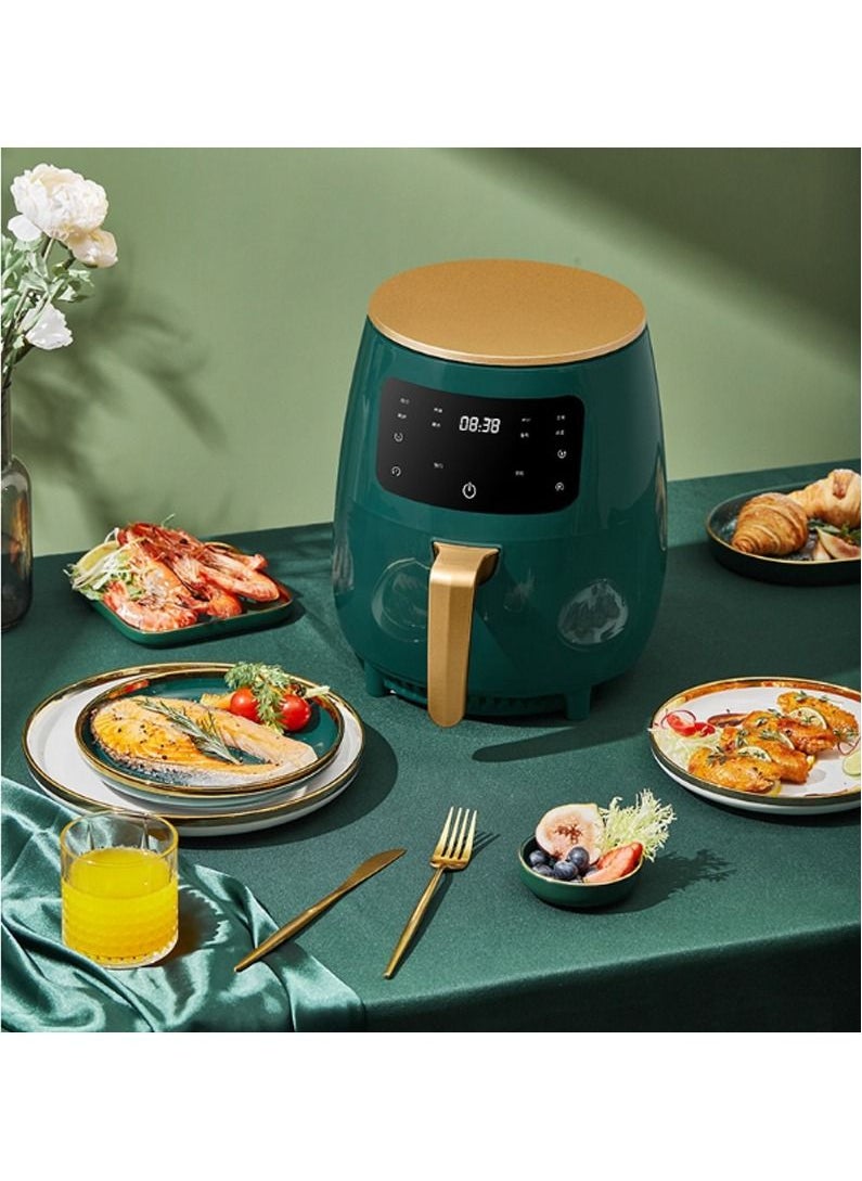 SILVER CREST Air Fryer Intellect Screen Contact Control Air Fryer Multi functional Oil-Free Healthy Air Fryer Intelligent Timing Temperature Resistant Air Fryer Electric Green  - Image 2