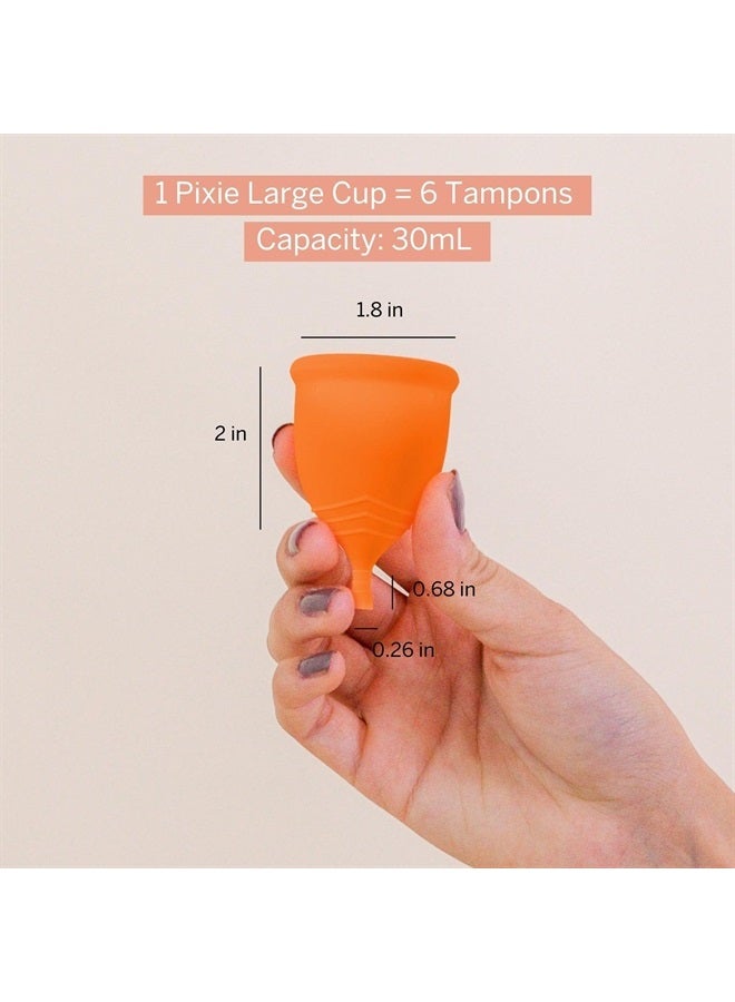 Pixie Cup 2 Menstrual Cups - Ranked 1 for Most Comfortable Soft Reusable Period Cups - Wear for 12 Hours - Reduces Cramps - Lasts 10 Years - Tampon and Pad Alternative - Buy One We Give One - Image 4