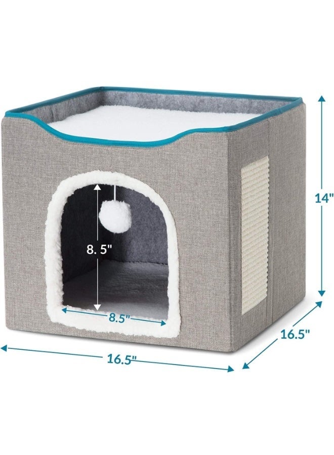 Cat Bed – Large Cat Hole, Equipped With Pom-Pom Hanger And Scratching Post, Foldable Cat Hiding Place. - Image 2