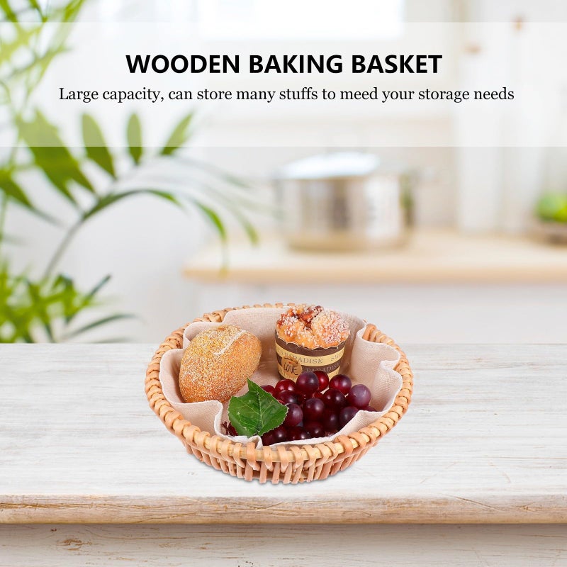 Small Willow Woven Bread Basket With Lid Handmade Kitchen Storage For Fruit Snack Display - Image 5