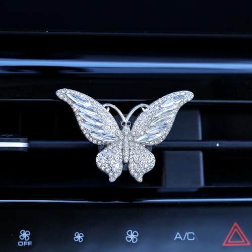Bestbling Bling Crystal Car Fragrance Butterfly Car Diffuser Air Freshener with Vent Clip (Silver) - Image 3