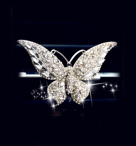 Bestbling Bling Crystal Car Fragrance Butterfly Car Diffuser Air Freshener with Vent Clip (Silver) - Image 1