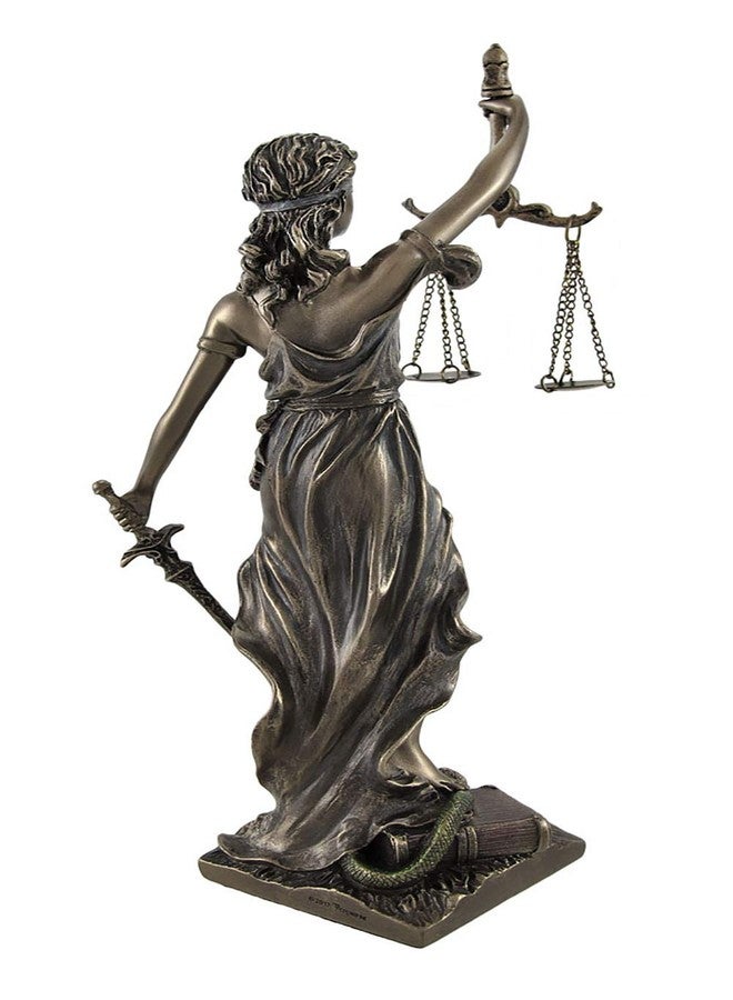 فيرونيز ديزاين تمثال ثيميس، إلهة العدالة اليونانية، من تصميم فيرونيز، مطلي بالبرونز، مع ميزان وسيف، مصنوع من الراتنج المصبوب - ارتفاع 8 بوصات - يجسد جوهر العدالة العمياء الخالد - Image 3