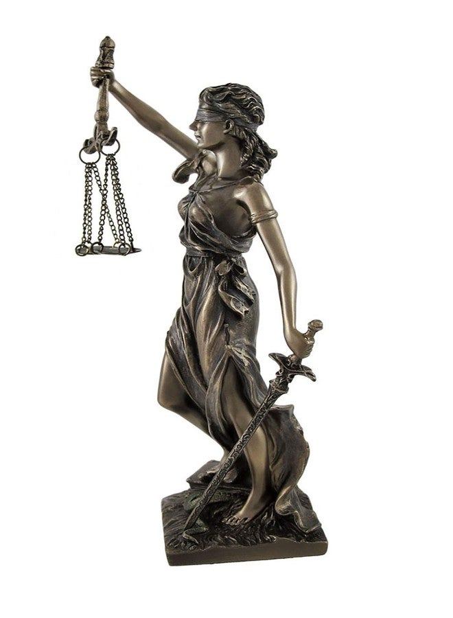 فيرونيز ديزاين تمثال ثيميس، إلهة العدالة اليونانية، من تصميم فيرونيز، مطلي بالبرونز، مع ميزان وسيف، مصنوع من الراتنج المصبوب - ارتفاع 8 بوصات - يجسد جوهر العدالة العمياء الخالد - Image 4