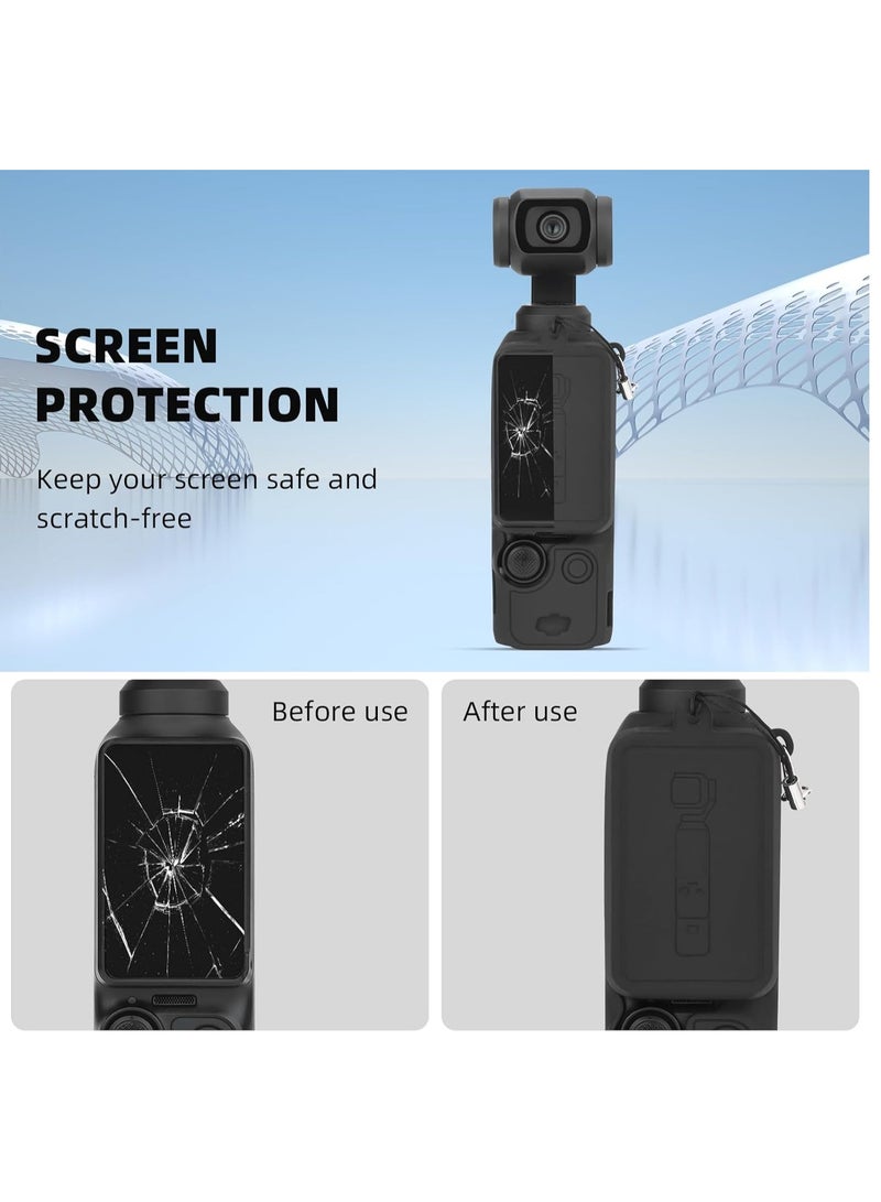 Pocket 3 Silicone Cover, Protective Case Lens Protector Scratch-Resistant Sleeve Skin Compatible with DJI OSMO Pocket 3 Creator Combo Accessories(Black)  - Image 2