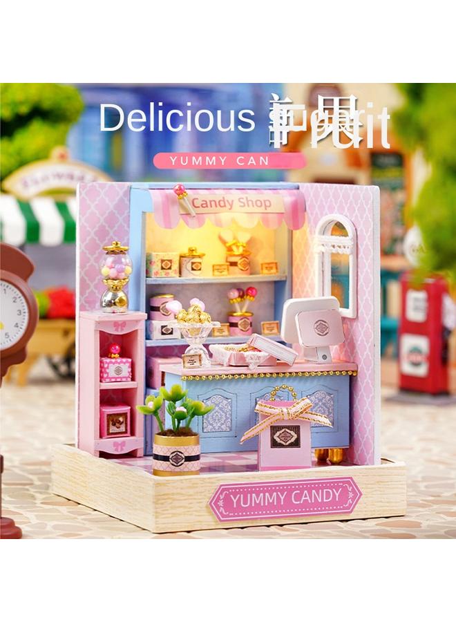 الأزرق جي دبليو Smart House Happiness Pavilion diy مجموعة يدوية ثلاثية الأبعاد ثلاثية الأبعاد نموذج لعبة كوخ وهدايا - Image 3