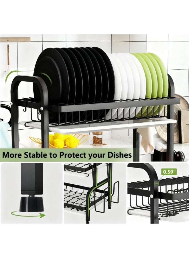 FUOE Dish Drying Rack, 3-Tier Dish Rack Drainboard Set, Kitchen Multi-functional Stainless Steel Removable Cutlery Drain Rack, Dish Drainer with Drip Tray Knife Holder, Cutting Board Holder for Kitchen Dish Strainers for Counter - Image 5