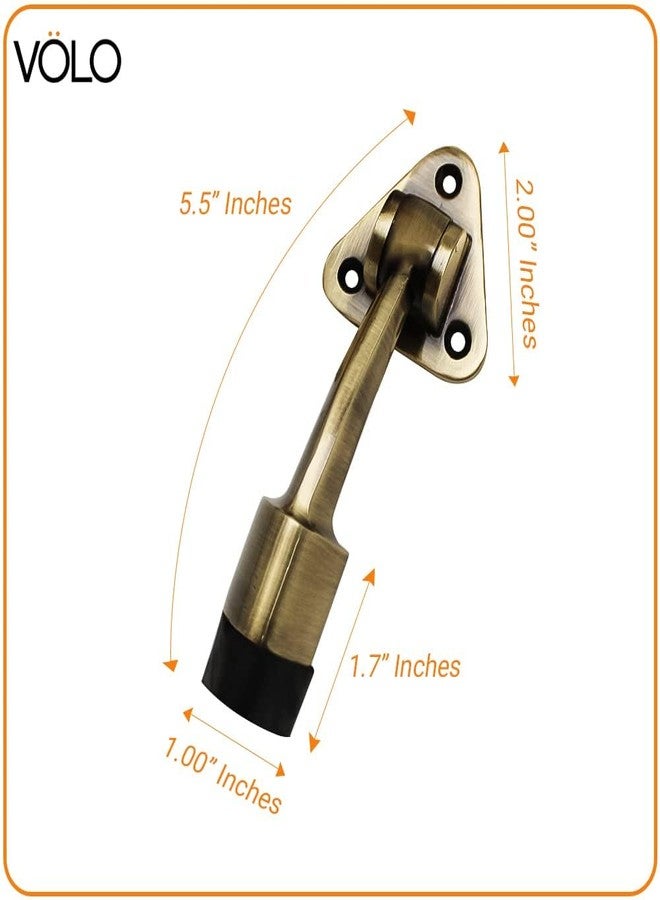 Volo Antique Brass Heavy Duty 5" Door Stopper with Strong Rubber Grip for All Home/Office/Hotel/School Doors. (Antique Creta, 2 Pcs) - Image 2