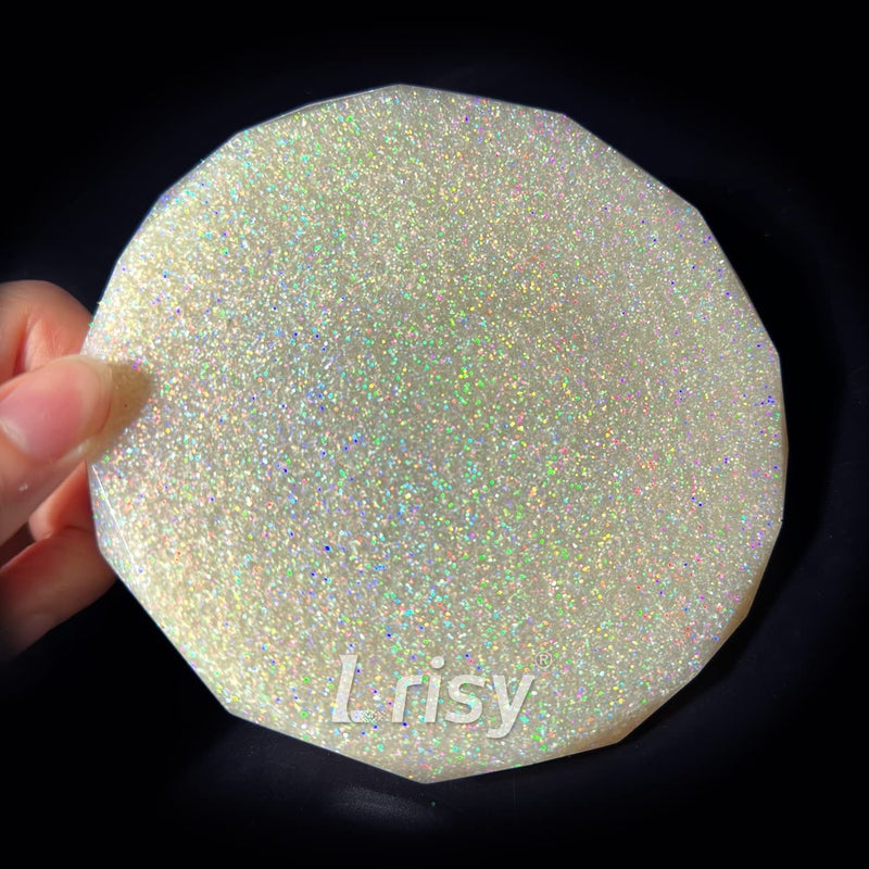 Lrisy's Lrisy Iridescent Extra Fine Glitter Powder with Shaker Lid, Craft Glitter Sequins for Epoxy Resin, Slime,Tumblers,Nail&Painting Arts 140g/4.5oz (Ultra Thin Translucent Holographic White) - Image 3
