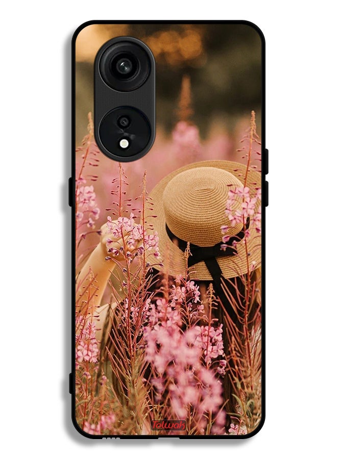 Tolwak Oppo Reno 8T 5G Protective Case Cover Hat Girl In Flowers - Image 1