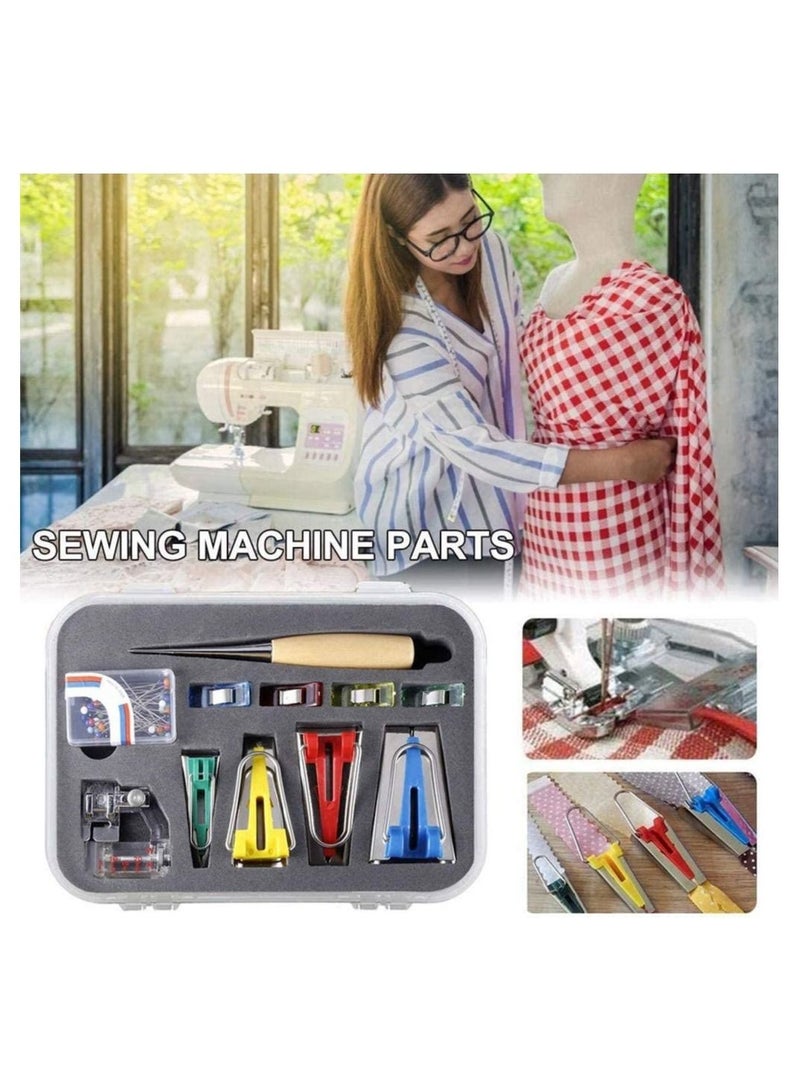 SYOSI Bias Tape Maker 6MM 12MM 18MM 25MM with Binder Foot Bradawl Quilting Clips Sewing Pins Kit, Single Double Fold Bias Tape Maker Tool Kit Set, DIY Sewing for Quilt Binding  - Image 5