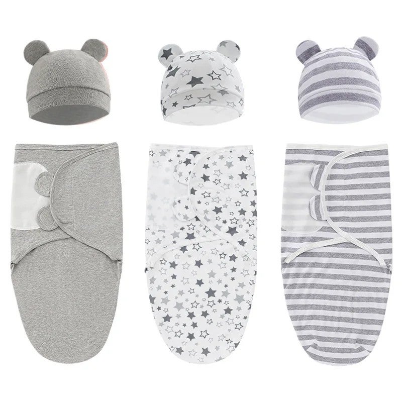 Bluejw New Spring Organic Cotton Baby Swaddle Blanket Set (Newborn) - Adjustable Infant Sleep Sack Wrap with Hat - Perfect for Swaddlers - Image 3