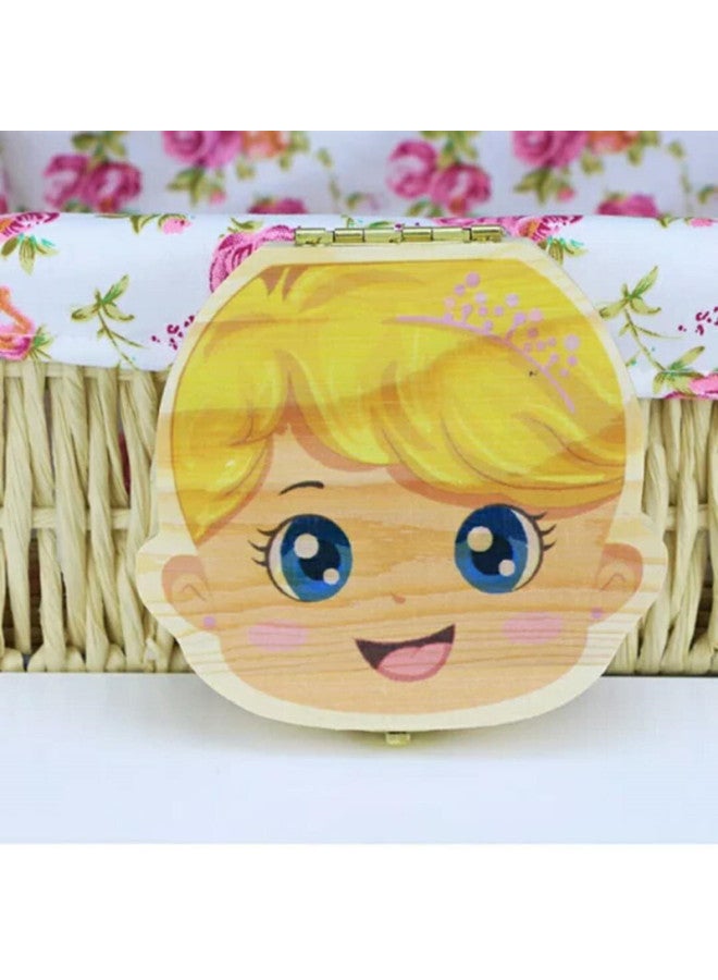 Painted Teeth Box Baby Baby Teeth Box Fetal Hair Umbilical Cord Memorial Box Teeth Collection Box Baby Souvenir-Color:Log Color Painted Spanish Baby Girl - Image 3