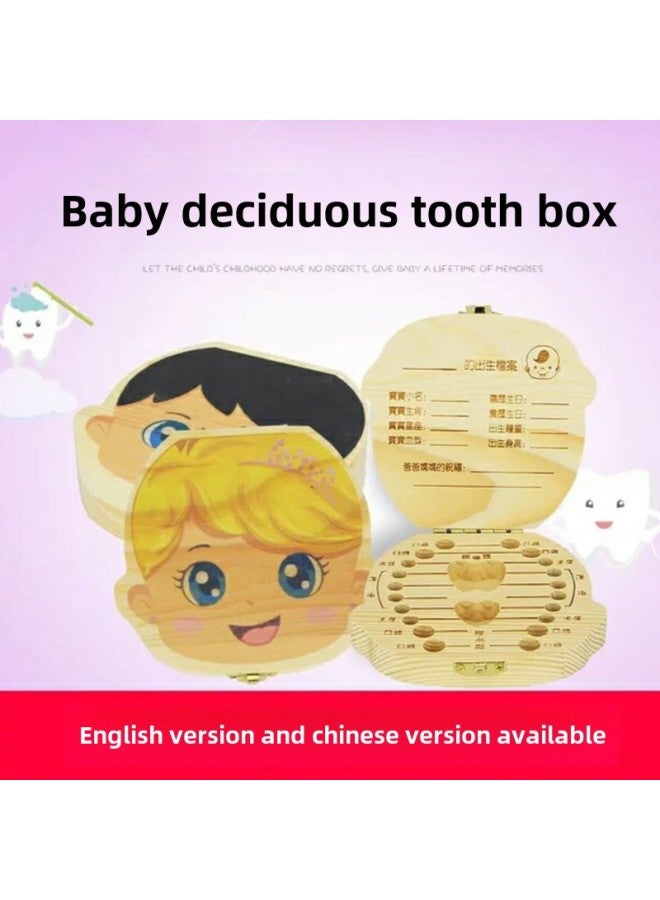 Painted Teeth Box Baby Baby Teeth Box Fetal Hair Umbilical Cord Memorial Box Teeth Collection Box Baby Souvenir-Color:Log Color Painted Spanish Baby Girl - Image 1