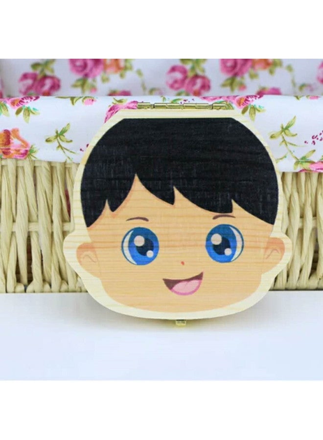 Painted Teeth Box Baby Baby Teeth Box Fetal Hair Umbilical Cord Memorial Box Teeth Collection Box Baby Souvenir-Color:Log Color Painted Spanish Baby Girl - Image 2