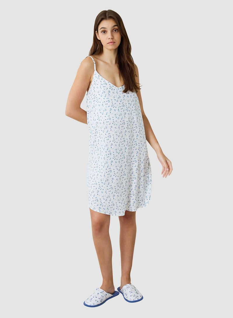 Penti Optical White Lilah Floral V-Neck Adjustable Strap Nightdress - Image 1
