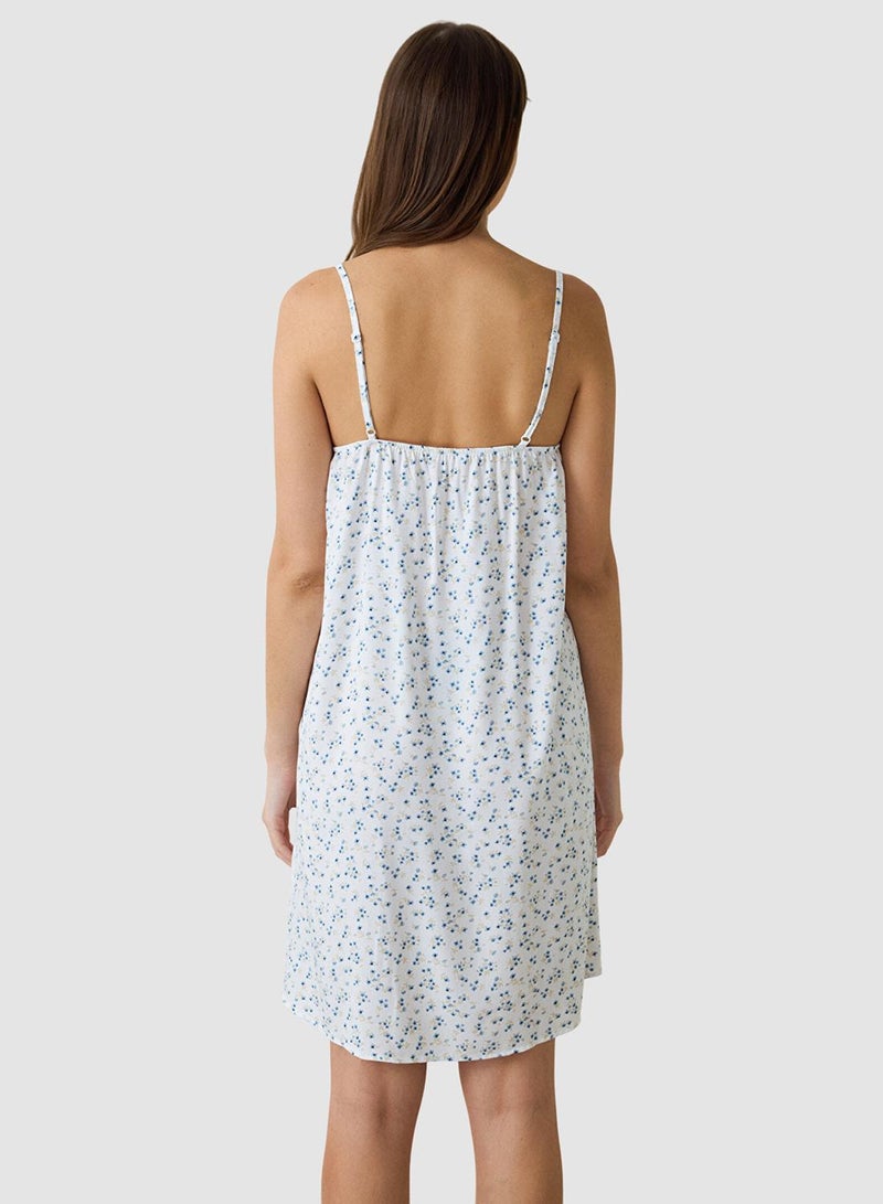 Penti Optical White Lilah Floral V-Neck Adjustable Strap Nightdress - Image 2