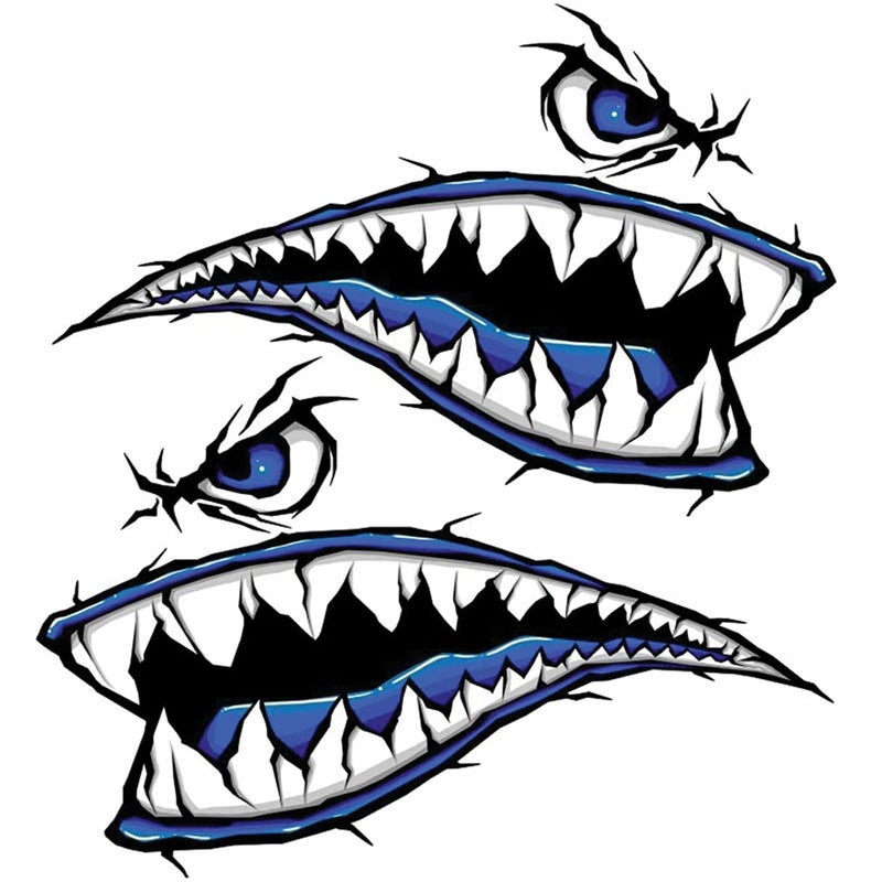 MOOCY 2Pcs Shark Teeth Mouth Kayak Stickersï¼ŒKayak Decals Waterproof DIY Funny Graphics Accessories for Kayak Canoe Fishing Boat Car Truck Jet Ski Hobie Dagger Ocean Boat Decoration - Image 1
