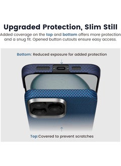 PITAKA pitaka for iPhone 16 Pro Case Compatible with MagSafe, Thin & Light iPhone 16 Pro Case with a Caseless Feel, 1500D Aramid Fiber Woven Tactile Woven Case - Over The Horizon  - Image 4